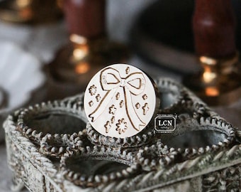 Round Bow Wax Seal Stamp, LCN Design Studio Original Design Brass Stamp, Bowtie Stamp for Journal, Scrapbook, and Papercraft
