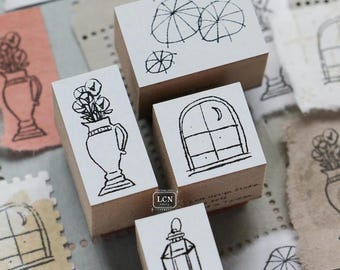 Corner View Stamps Set, LCN Design Studio Rubber Stamp