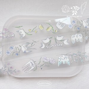 Flower Messenger 2 Masking Tape, Bird and Flower Illustration Washi and PET Tape, Nature Themed Masking Tape for Planner, Aesthetic Journal