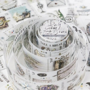 Daily Collect Stars Matte PET Tape - Rolo inteiro, LCN Design Studio, Flower Letter, Lily of the Valley, Star Masking Tape para diário