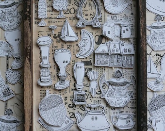Treasure Hunt Acrylic Cling Stamps Set, LCN Design Studio Original Design