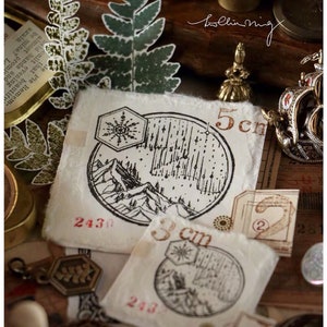 Bergen metalen stempel, Lin Chia Ning Aurora, Winter Mountain briefpapier stempel voor knutselen en journaling, natuur geïnspireerd ontwerp