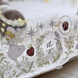 Wonderful Winter Night Washi and Clear Tape, Wildberry Lab Clear Tape, Christmas Tree, Fairy, Angel Masking Tape, Botanical Decorative Tape