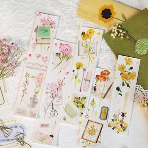 Diario de primavera Washi y cinta transparente, cinta adhesiva de cartas de flor de cerezo, botánica, naturaleza, rollo de washi de temática floral, flor y botánica