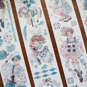 Rust tussen de bloemen Helder en Washi Tape, Flower Girls Masking Tape, Hortensia, Eenhoorn, Bloemen, creatief dagboek, Art Journal, Planner
