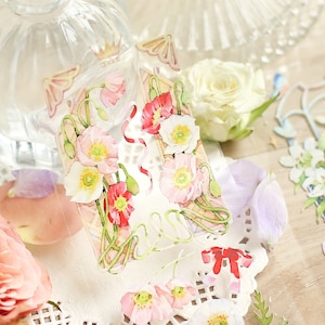 Flower Frames Washi and Clear Tape, Hydrangea, Lily of the Valley Masking Tape, Poppy, Pansy Tape for creative journal and Planner