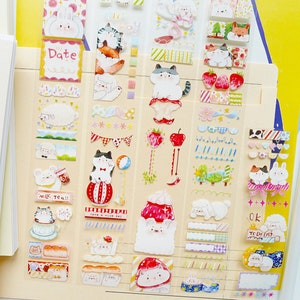 A Little Time Clear and Washi Tape, Timeline 2.0, Kitty, Bunny, Fox, Kawaii Animals Masking Tape pour journal créatif et planificateur