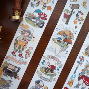 The Adventurer's Bazaar Clear and Washi Tape, Original Illustration Masking Tape, RPG Fantasy Video Game Tape for creative journal, Planner