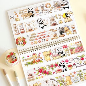 Kaffeebohnen Themen Washi Tape, EverEin, Die Bitterkeit im Leben, Kaffee Maker Masking Tape, Drip Coffee, Panda Bären Aufkleber, Geschenk für Sie