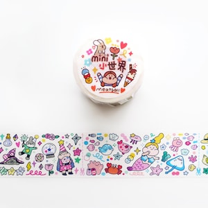 Mini World Washi Tape, Meatball Series Masking Tape, Hexe, Einhorn, Astronaut, Meerjungfrau Planer Dekoration