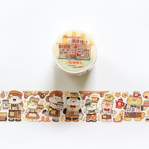 Gehaktbal winkelstraat 1 washitape, washitape met dagelijks leven thema, café, boekhandel, restaurant, boetiek masking tape voor planner, dagboek