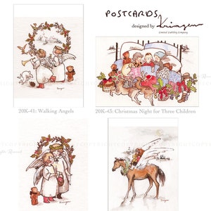 Krimgen Winter Postkarten Set, Engel, Weihnachten, Feiertage, Künstler Illustrierte Postkarte für Snail Mail, Vintage Mädchen Grußkarte