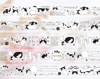 Frolicking Cats Tape Sample, Kitty Kalender, Rainbow Cats Journal Tracker und Label Masking Tape für Art Journal und Planner
