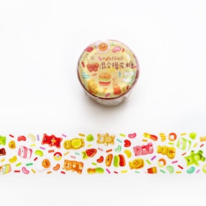 Fita adesiva transparente para doces de goma, rolo de washi da série Meatball, ursinho de goma, doces, fita adesiva transparente para confeitaria
