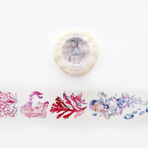 Jellyfish Girls 2 Washi Tape, Collectible Masking Tape, Deco Tape for creative journal,