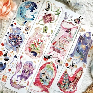 Acts of a Fairytale Masking Tape, Extra Wide Fantasy Fairy Tale House Washi and PET Tape, Christmas, Background, Decorative Collage Tape
