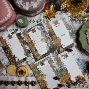 Diary Alley Artist Illustration Notepad, Saleign's Lair, Vintage Flower Memo Paper, Floral Junk Journal Ephemera, Confezione di carta decorativa