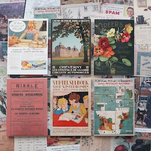 Almofada de papel de impressões vintage série B, ilustração botânica, mapa, atlas, livro-razão, impressões de cartões de receitas para diário de lixo, coisas efêmeras