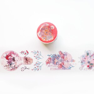 Flower Container, Original Girl Illustration Washi Roll, Floral Masking Tape, Deco Tape, Washi Stickers for creative journal, Planner