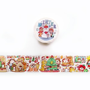 Fita adesiva washi de inverno, ilustração original da série Meatball, rolo washi, Natal, feriados, fita adesiva para boneco de neve