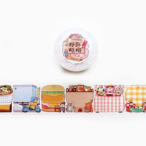 Fita adesiva washi mini memo 2, fita adesiva para série de almôndegas, hambúrguer, animal, fita decorativa para diário, planejador