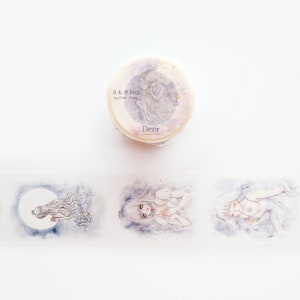 Your Moonlit Reflection, Girls Washi Tape, Original Illustration Washi Tape Roll, Moon Washi Tape, Masking Tape, Deco Tape