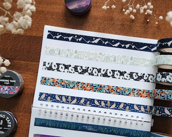 Dailylike Masking Tape, Assortiment de fleurs et d’animaux Washi Tape, Hibou, Baleine, Montagne, Ruban décoratif de paysage pour planificateur et journal
