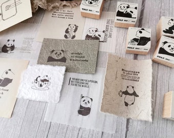 Panda Holzstempel, Panda es Daily Life Stempel, Original Design Stempel für Journaling, Papierkunst
