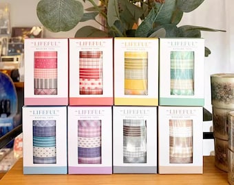 Zestaw kolorowych taśm washi Mind Wave Lifeful Series, paleta kolorów, kolory jednolite, podstawowa taśma maskująca, taśma dekoracyjna w tęczę do dziennika i planera