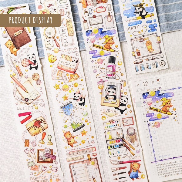 Journal Themed Washi Tape, EverEin, Panda Bears Washi Tape Roll, Notebook and Planner, Stationery, Art Supply Masking Tape