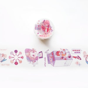 Macaron Collector, Original Girl Illustration Washi Roll, Masking Tape, Deco Tape, Washi Stickers for creative journal, Planner