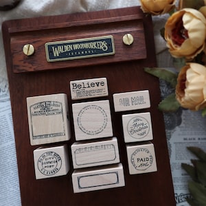 Sellos vintage para cartas, etiquetas y matasellos, correo postal, sello vintage con fecha y hora para diarios y agendas.