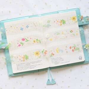 Little Garden PET Clear Tape, Small Flowers Themed Masking Tape, Tulip and Daisy Floral Decorative Washi Tape for Journal, Planner Sticker