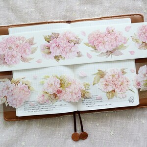 桜の和紙とPETテープ、特大水彩花マスキングテープ、プランナーと日記用のフローラル、植物イラストテープ