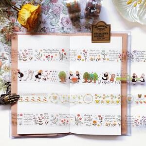 CLEARANCE *** Picnic Garden Clear Tape Roll, Floral Washi Tape, Girls Illustration Masking Tape pour journal créatif,