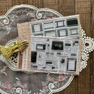 Film Strip Acrylic Stamp Set, Floral Picture Frame Stamps, Vintage Photography Film, Decorative Frame for Planner and Journal