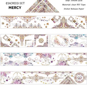 Tape Sample, Mercy and Pity Masking Tape, Neverland Originele Illustratie Decoratieve Sticker Tape, Decoratief Sierlijk Frame, Juweel