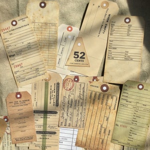 Vintage tags-stickers, papieren ephemera, junk-dagboekstickers, vintage tags-stickerset, TN, planner