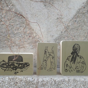 Rendez Vous serie timbri di gomma, Hanen Studio Original Design Handmade Stamp, Flower Girl, Cowboy Boots Stamp per Journal e Craft