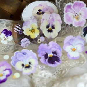 Wildberry Lab Allerlei Pansies Masking Tape, Flower Washi Tape, Aquarel Pansy PET Tape, Botanische Sticker Tape voor Journal, Planner
