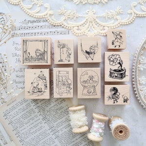 Anna's Daily Life Ligneous Stamp, Girls Daily Life Wood Mounted Polymer Stamp for Crafting and Journaling, Relax, Penpal, Storybook