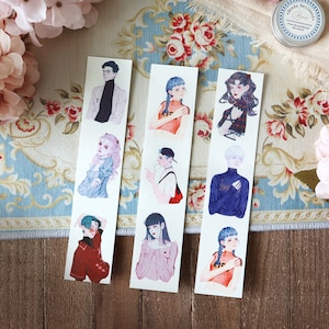 De Fate Washi Tape, Little Pillow Original Design Masking Tape, Jongens en Meisjes Illustratie Tape, Decoratieve Tape voor Planner en Journal