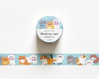 Papier Platz Ragdoll Cats Washi Tape, Kitty Masking Tape for Journal and Planner, Japanese Stationery, Decorative Sticker Tape