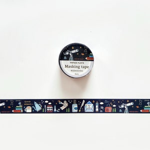 Eric x Papier Platz Gute Nacht Washi Tape, Goldfolie, Astronaut, Weltraumforschung Masking Tape für Journaling, Planer Dekorieren