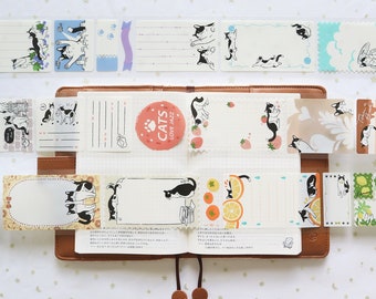 Frolicking Cats Memo PET Clear Tape, Kitty Note Themed Masking Tape, Coffee, Label Washi Tape for Journal, Planner Sticker