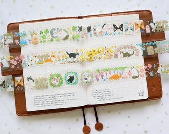 Garden Cats PET Clear Tape, Kitty and Flower Masking Tape, Calico Cat, Black Cat, Siamese Washi Sticker Tape for Journal, Planner Sticker