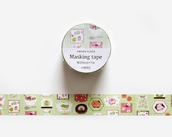 Papier Platz  Japanese Confectionery Washi Tape, Green Tea Snacks, Food, Matcha Themed Masking Tape for Journal and Planner