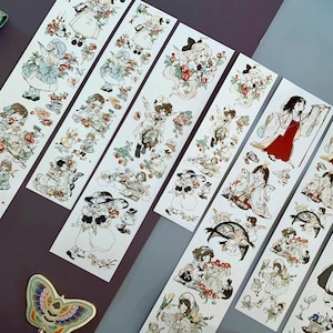 Flora&#39;s Embrace Washi and PET Tape, Girls Original Illustration Masking Tape, Kimono, Traveler&#39;s Notebook, Decorative Tape for Journal
