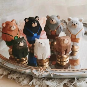 Mango de madera para sello de cera con forma de oso, accesorio decorativo para sello de cera, oso pardo, oso polar, mango de oso negro