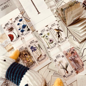 Libretto biglietti di ammissione, biglietti d'ingresso a tema floreale e botanico Pad, biglietti perforati per Junk Journal, Ephemera